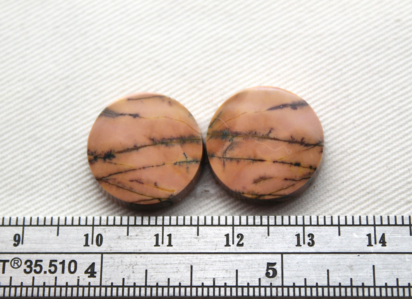 NICE Pair of Cabochons Yellow Feather Jasper Gemstone 17MM
