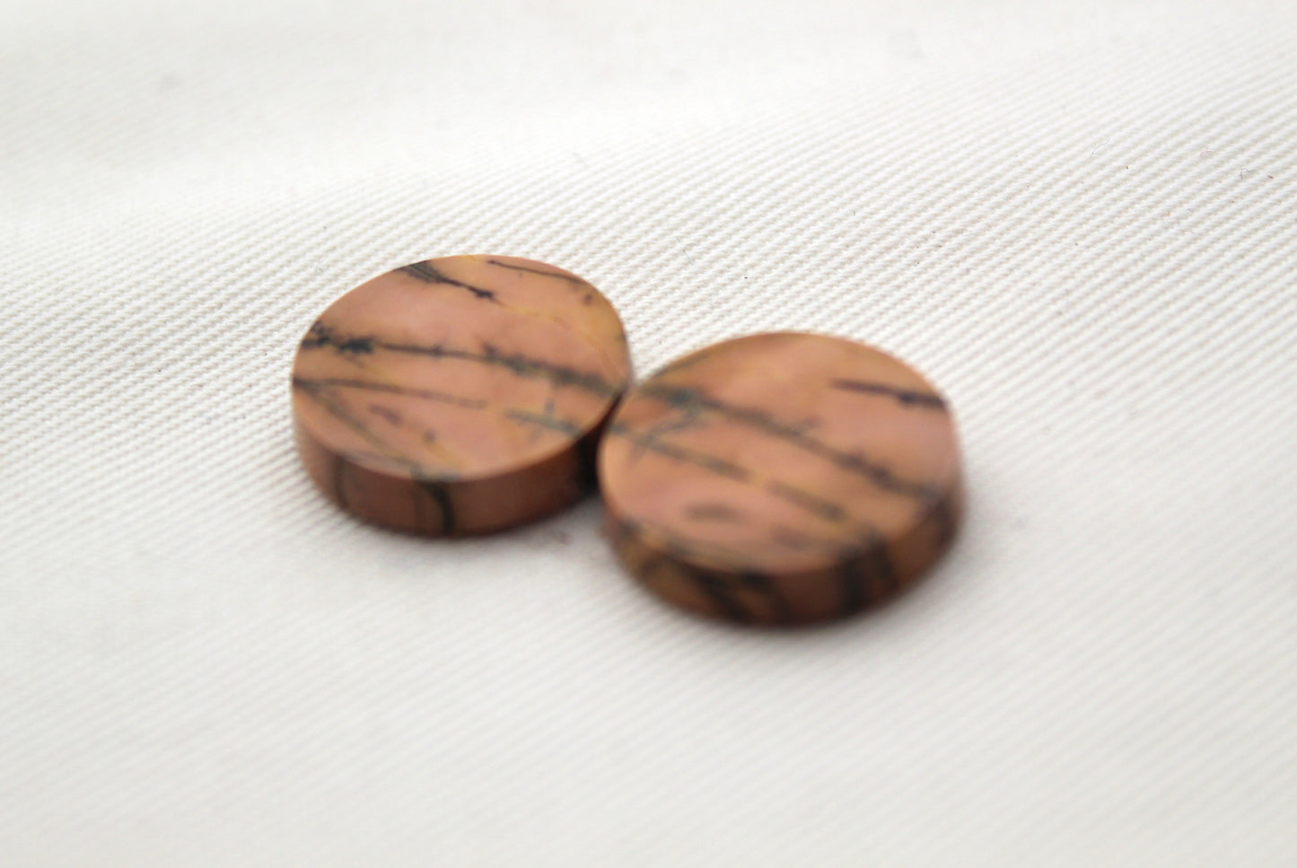 NICE Pair of Cabochons Yellow Feather Jasper Gemstone 17MM
