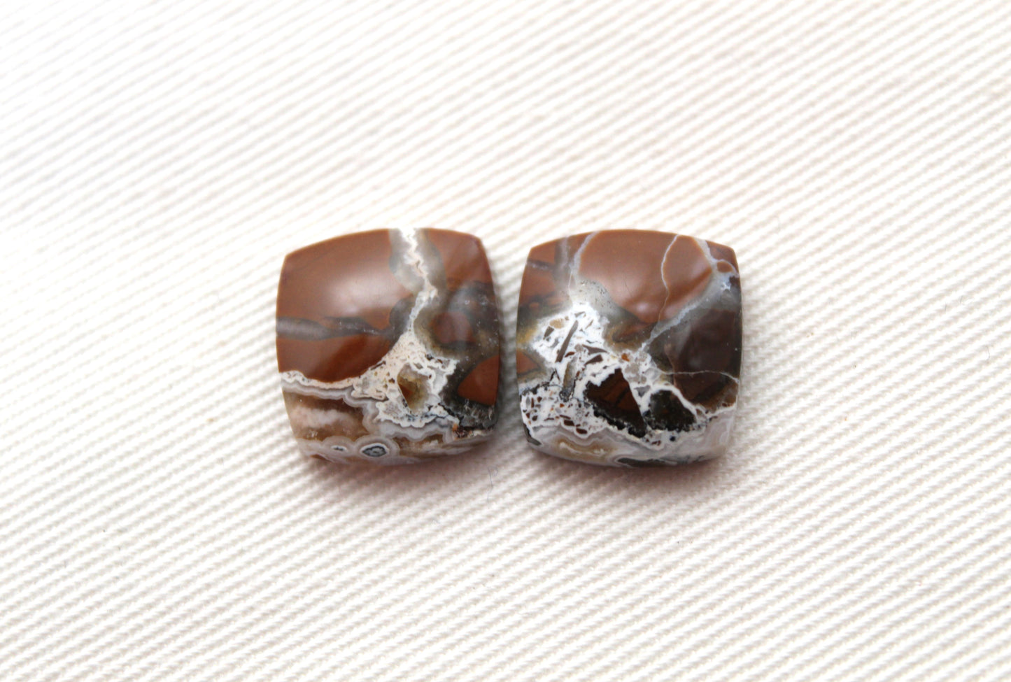 Small Brecciated Jasper cabochons Gemstone pair cushion