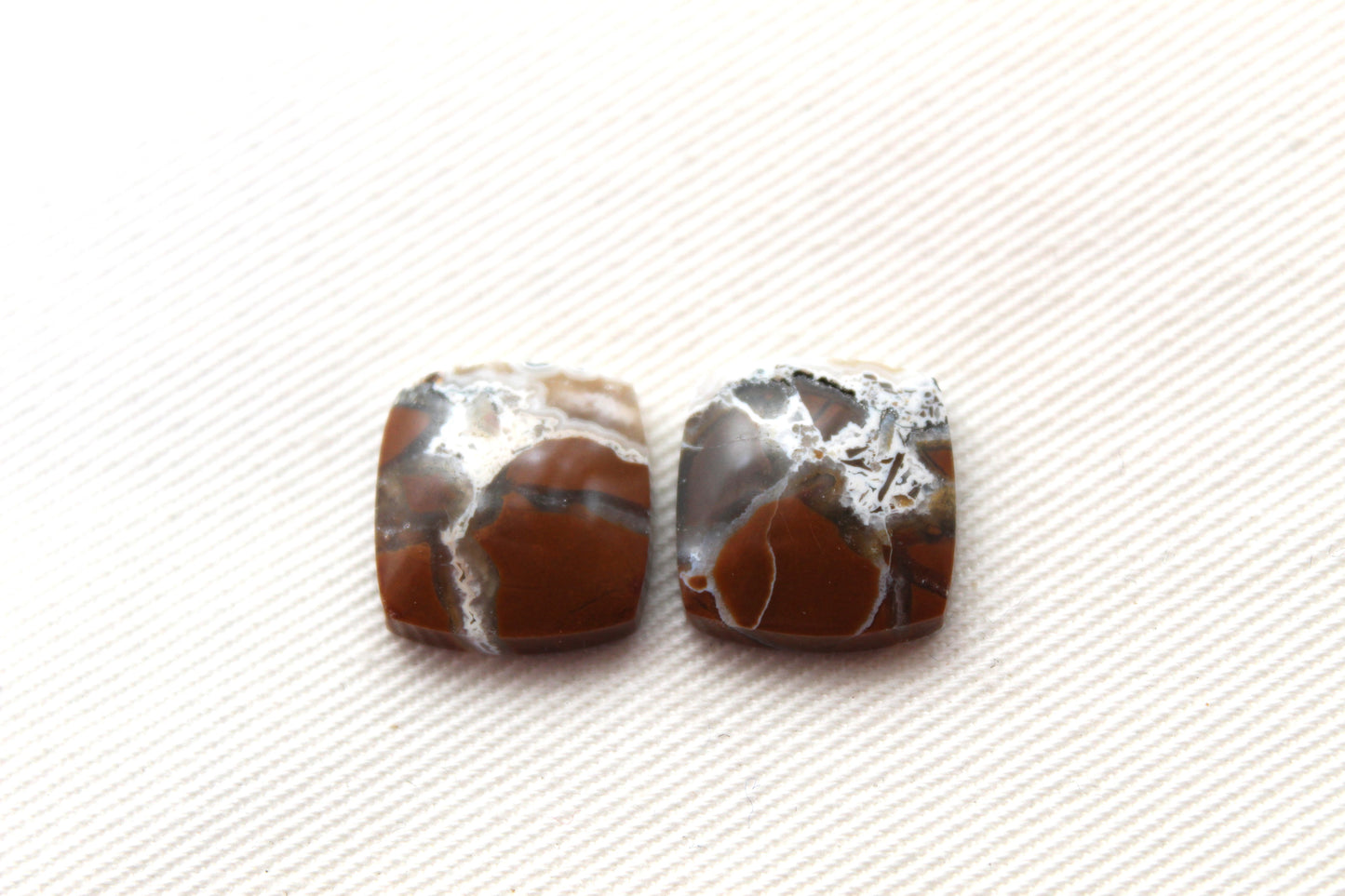 Small Brecciated Jasper cabochons Gemstone pair cushion