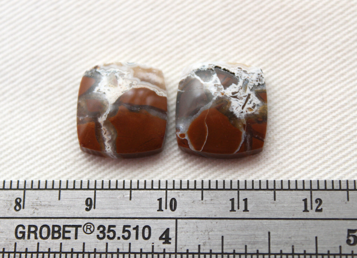 Small Brecciated Jasper cabochons Gemstone pair cushion