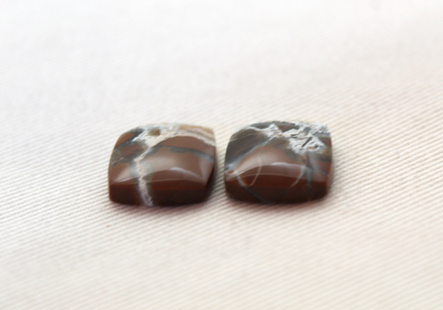 Small Brecciated Jasper cabochons Gemstone pair cushion