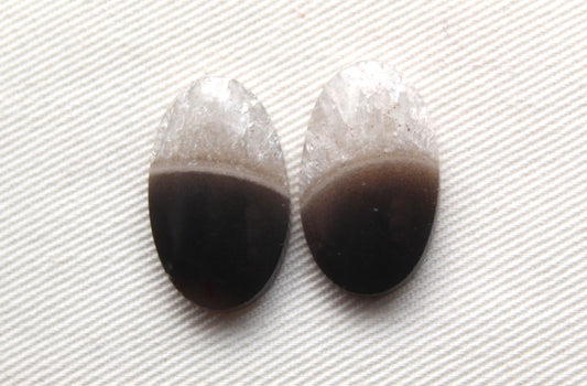 Small Pair Indonesian Timor Agate Cabochons gemstone natural Oval