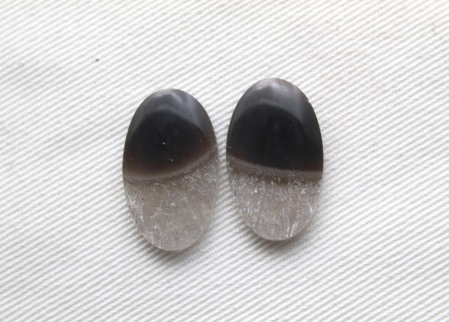 Small Pair Indonesian Timor Agate Cabochons gemstone natural Oval