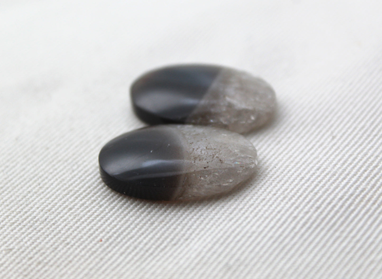Small Pair Indonesian Timor Agate Cabochons gemstone natural Oval
