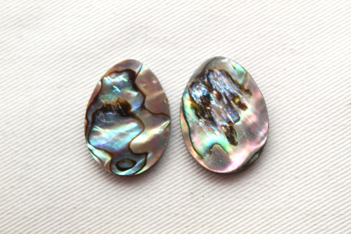 Lot of TWO Abalone DoUBLET EGG shape Cabochon 18x25MM