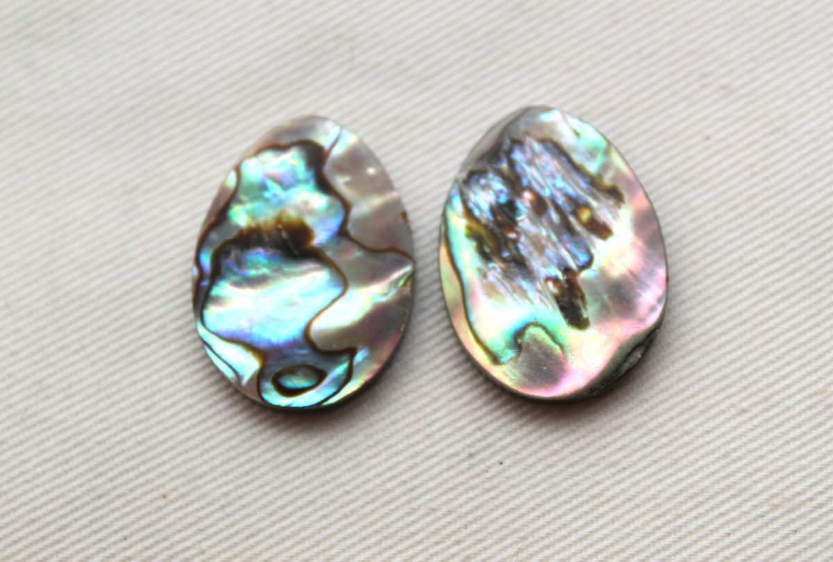Lot of TWO Abalone DoUBLET EGG shape Cabochon 18x25MM