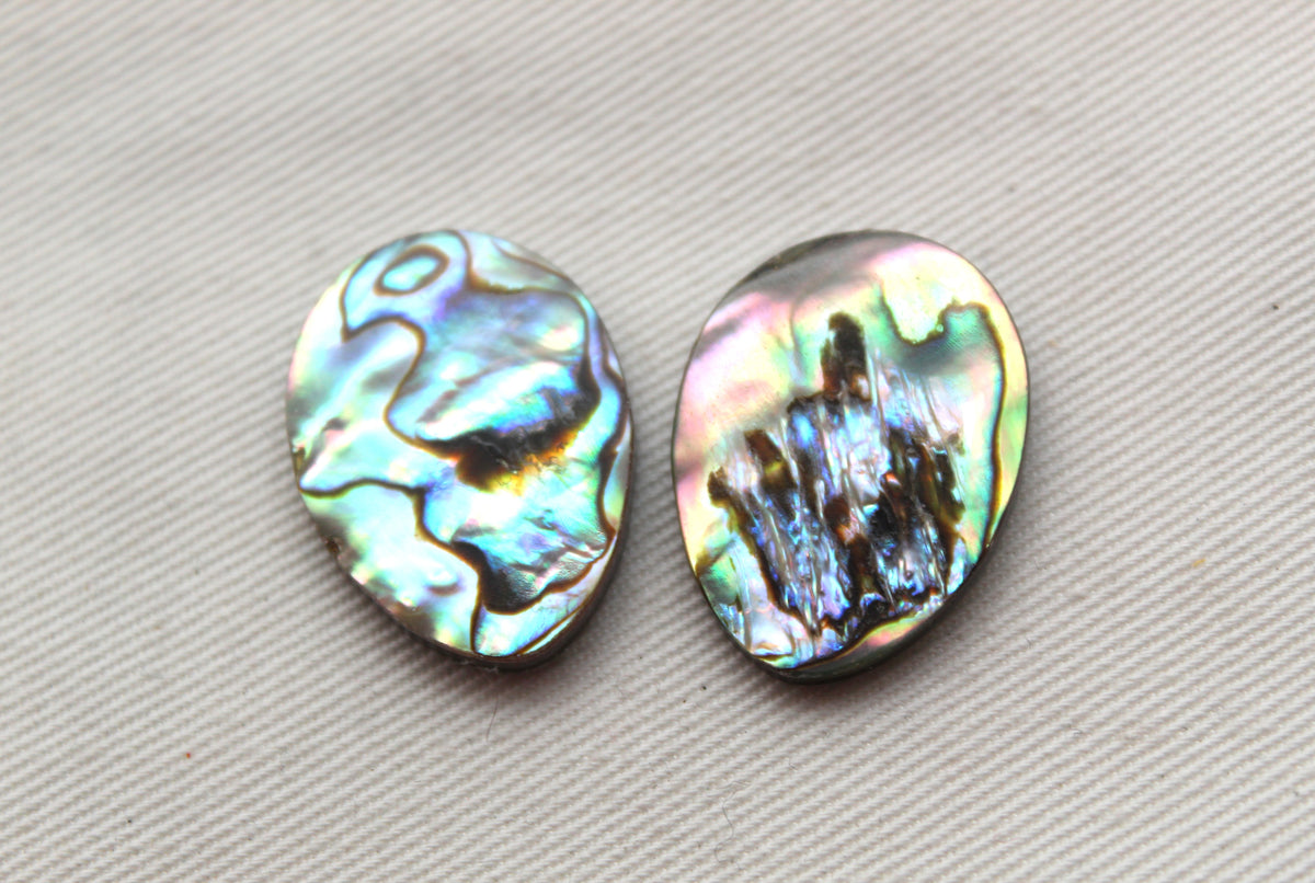 Lot of TWO Abalone DoUBLET EGG shape Cabochon 18x25MM