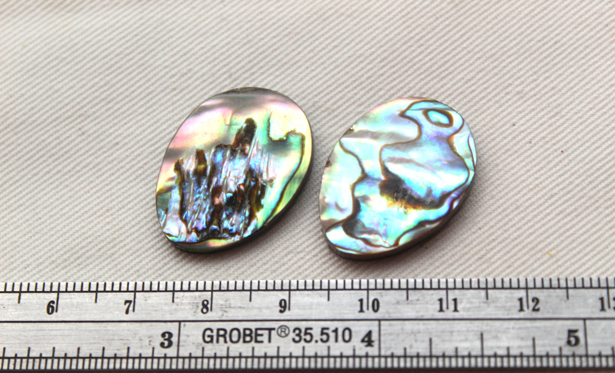 Lot of TWO Abalone DoUBLET EGG shape Cabochon 18x25MM
