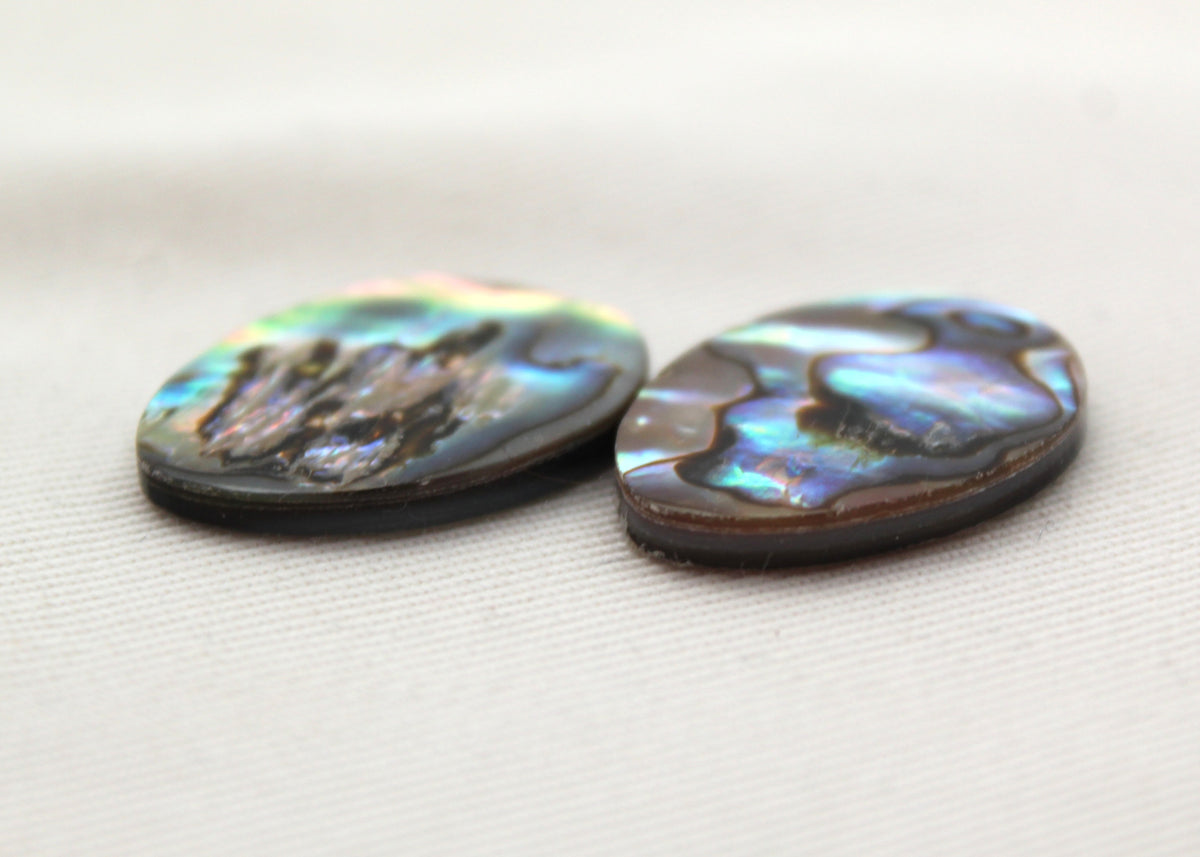 Lot of TWO Abalone DoUBLET EGG shape Cabochon 18x25MM