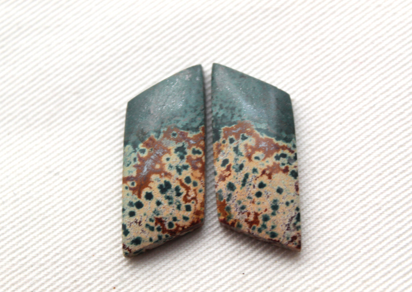 Nice Morning Dew Jasper Cabochon Pair Gemstone Green