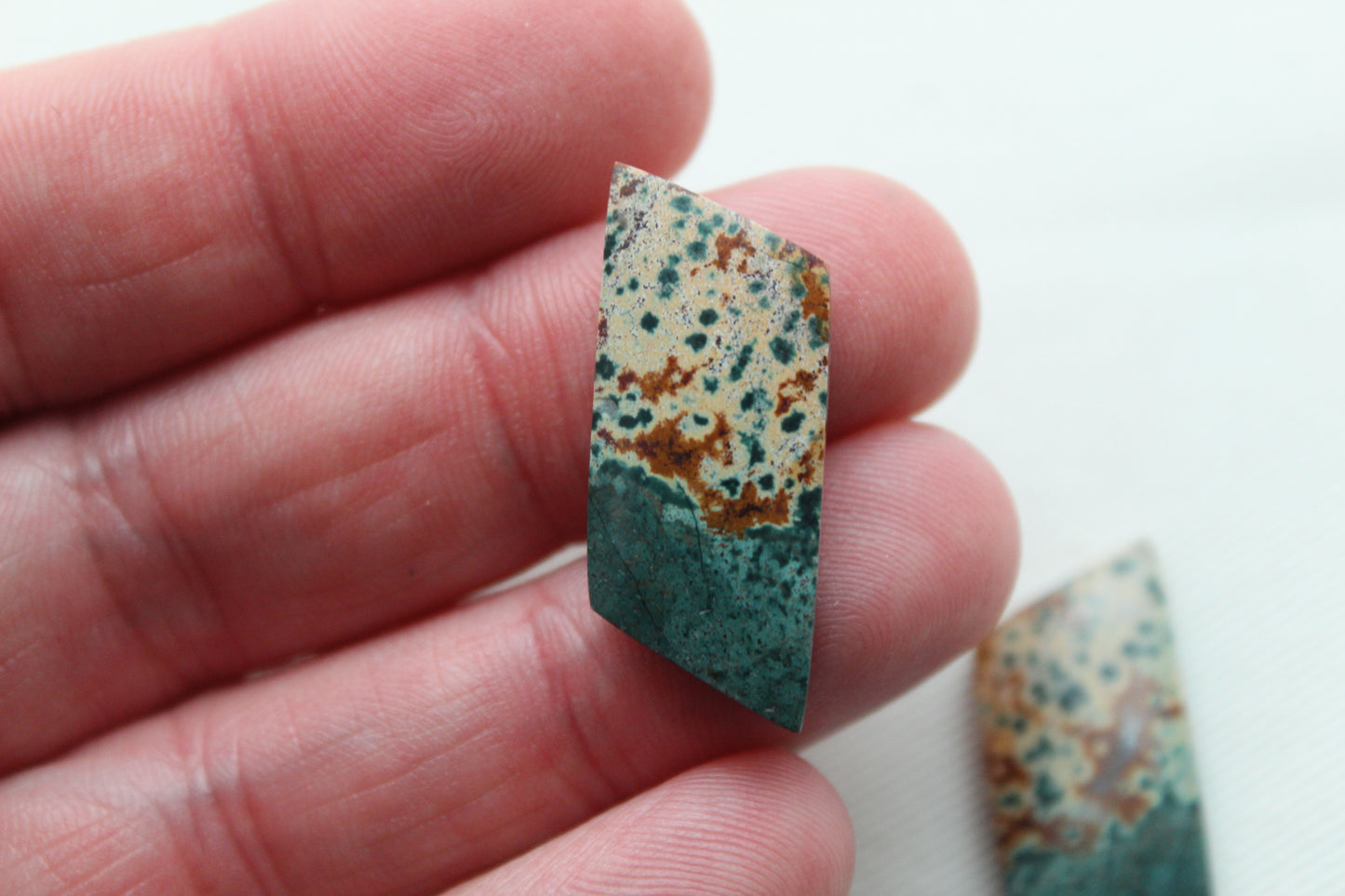Nice Morning Dew Jasper Cabochon Pair Gemstone Green