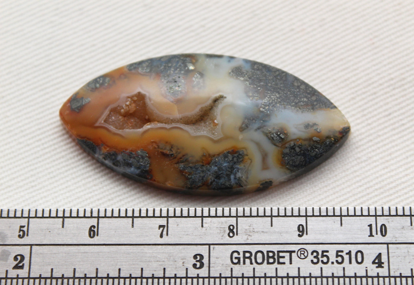 Large Marcasite in Cabochon Marquise Gemstone DRUZY