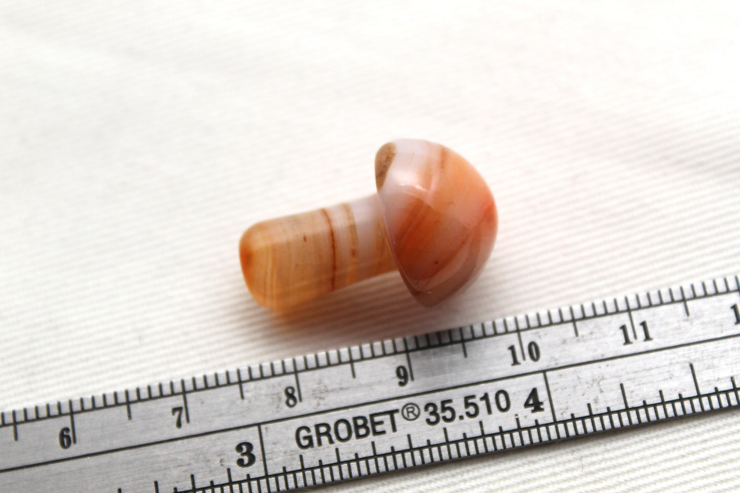 ONE Mushroom figurine Gemtones banded agate orange