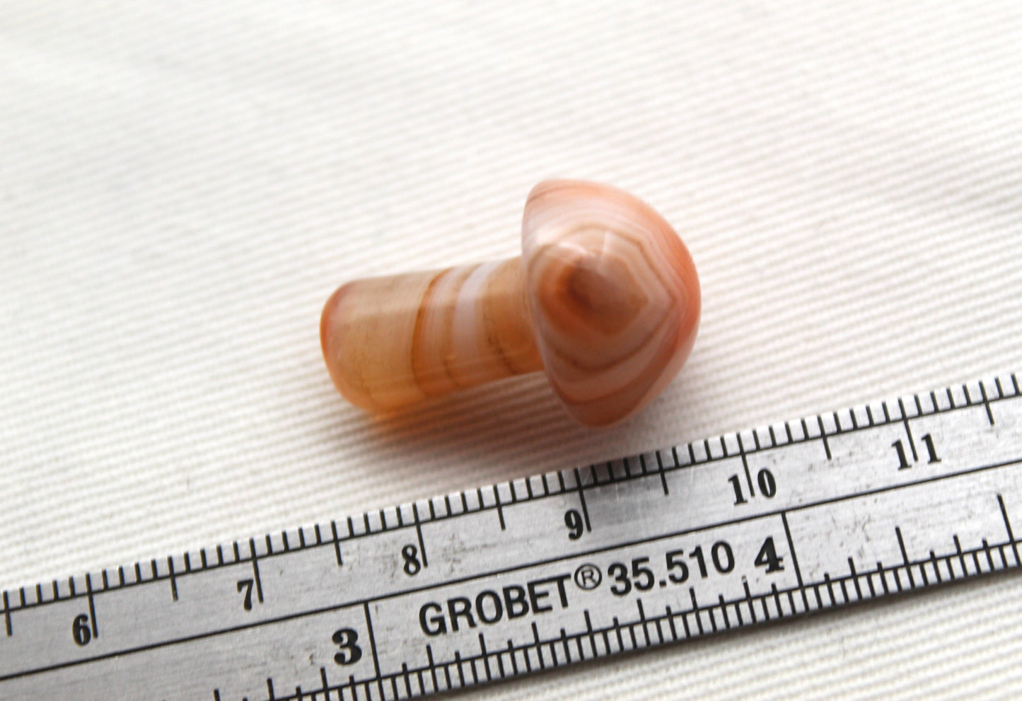 ONE Mushroom figurine Gemtones banded agate orange