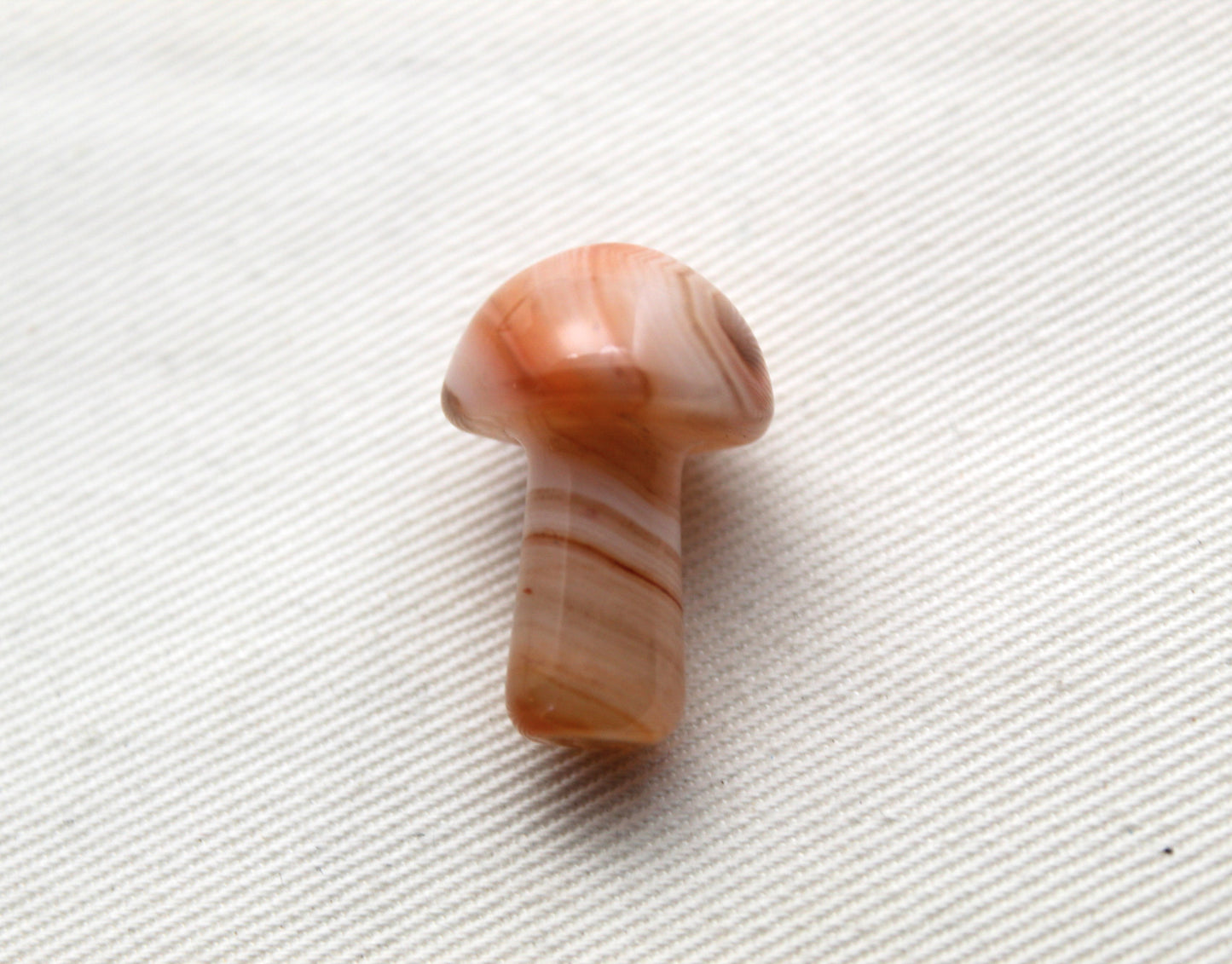 ONE Mushroom figurine Gemtones banded agate orange