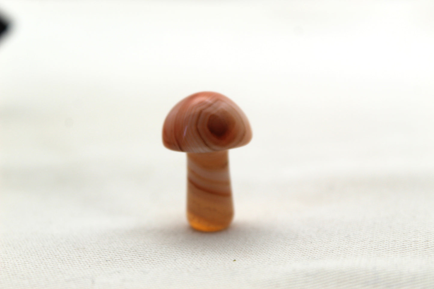 ONE Mushroom figurine Gemtones banded agate orange