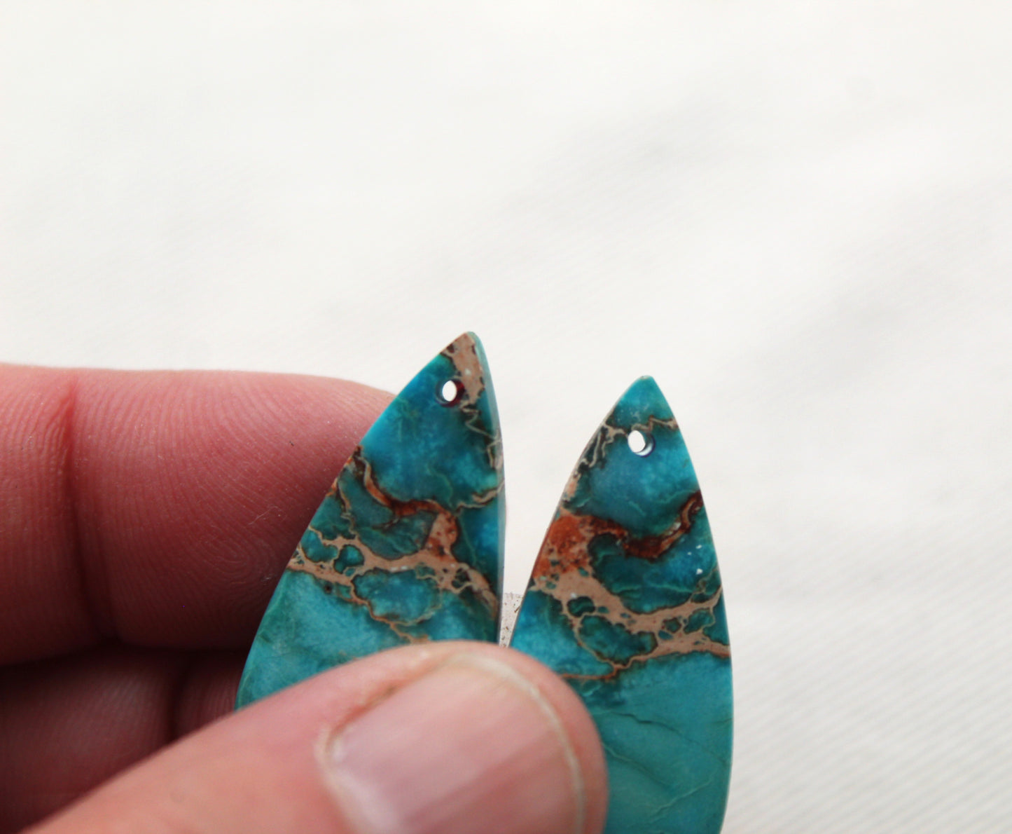 Sea sediment Jasper Pair Cabochons DRILLED