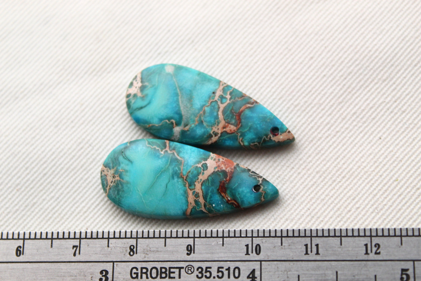 Sea sediment Jasper Pair Cabochons DRILLED
