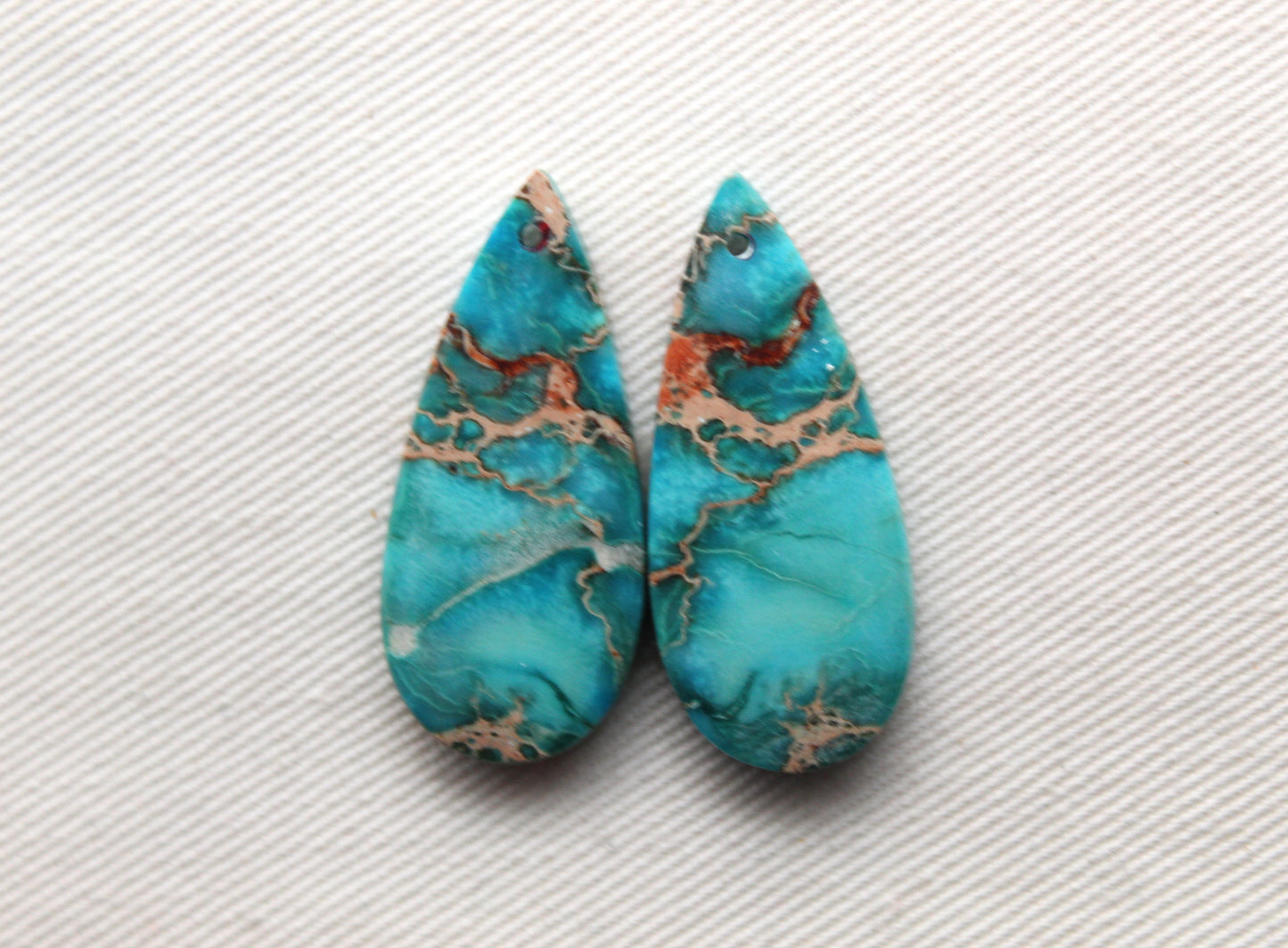 Sea sediment Jasper Pair Cabochons DRILLED