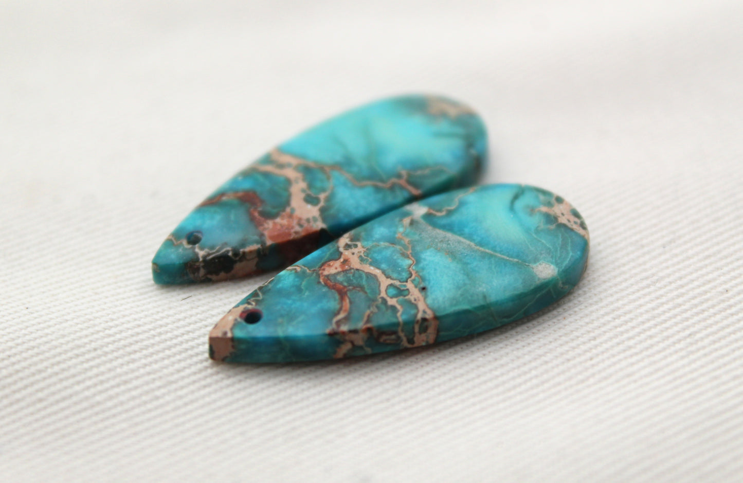 Sea sediment Jasper Pair Cabochons DRILLED