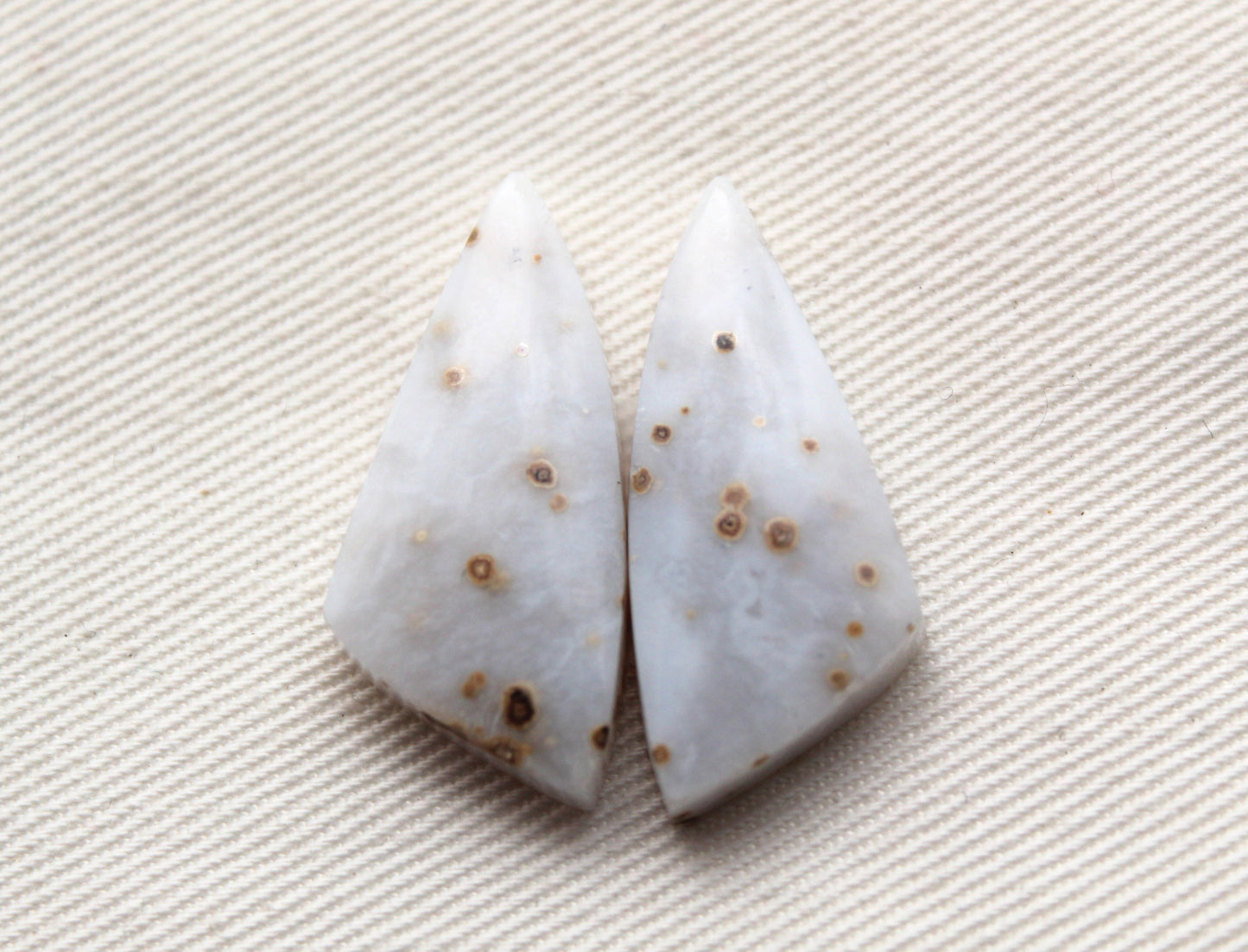Pair of Polka Dot Agate Cabochons Gemstones
