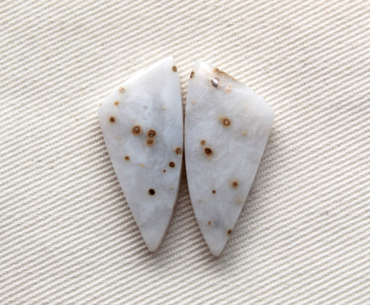 Pair of Polka Dot Agate Cabochons Gemstones