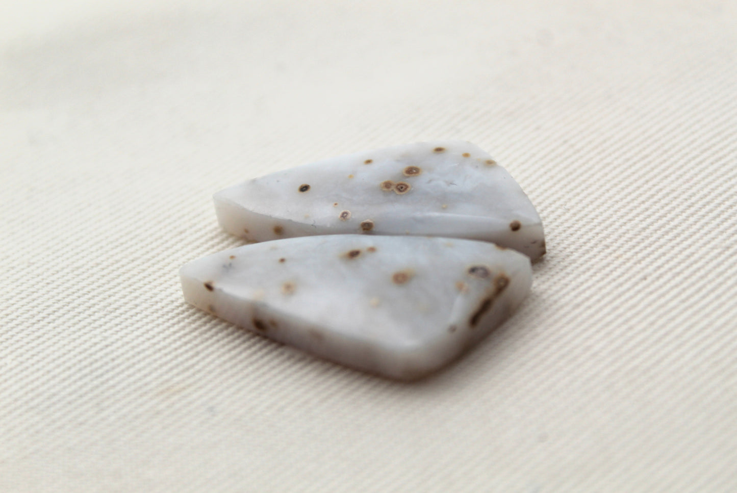 Pair of Polka Dot Agate Cabochons Gemstones