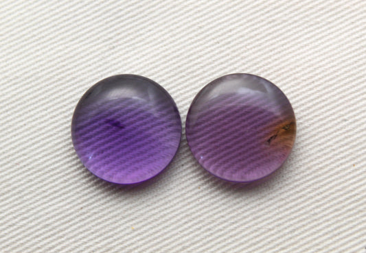 TWO round Amethyst Cabochons 16MM  purple