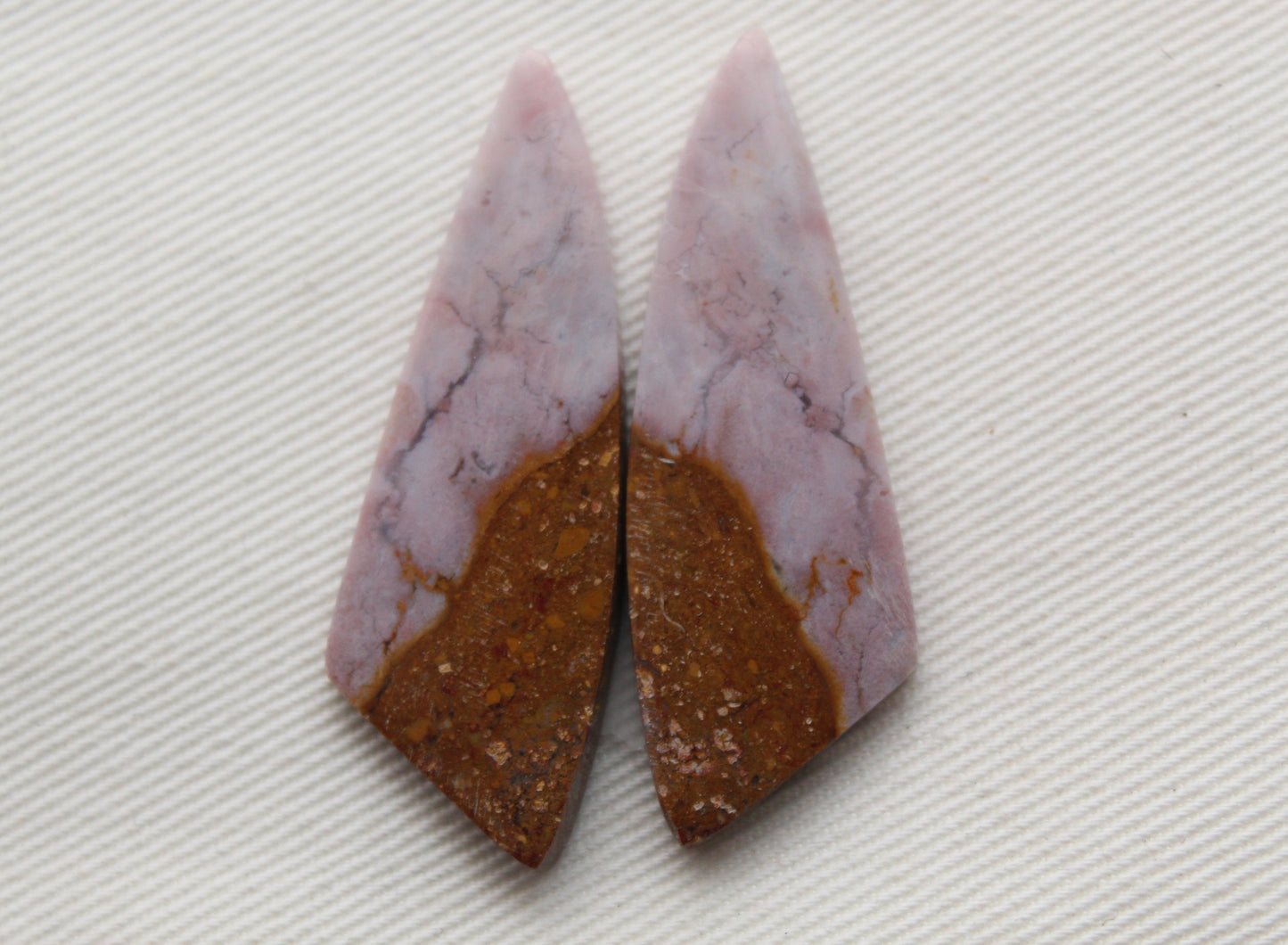 Indonesian Pink Jasper Pair Cabochons Gemstone natural