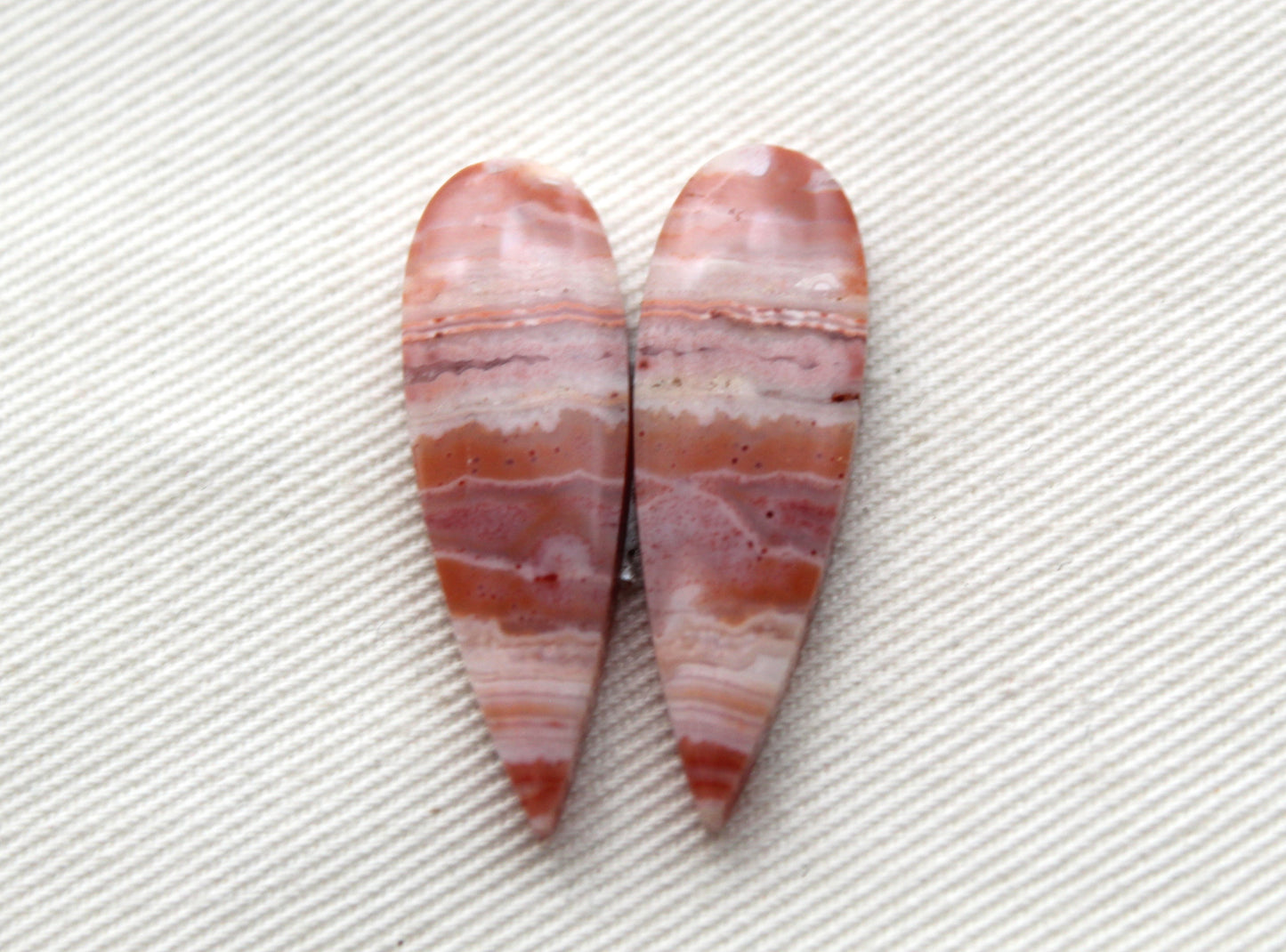 Banded Agates Cabochons Gemstone Pair teardrop multicolors
