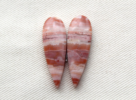 Banded Agates Cabochons Gemstone Pair teardrop multicolors