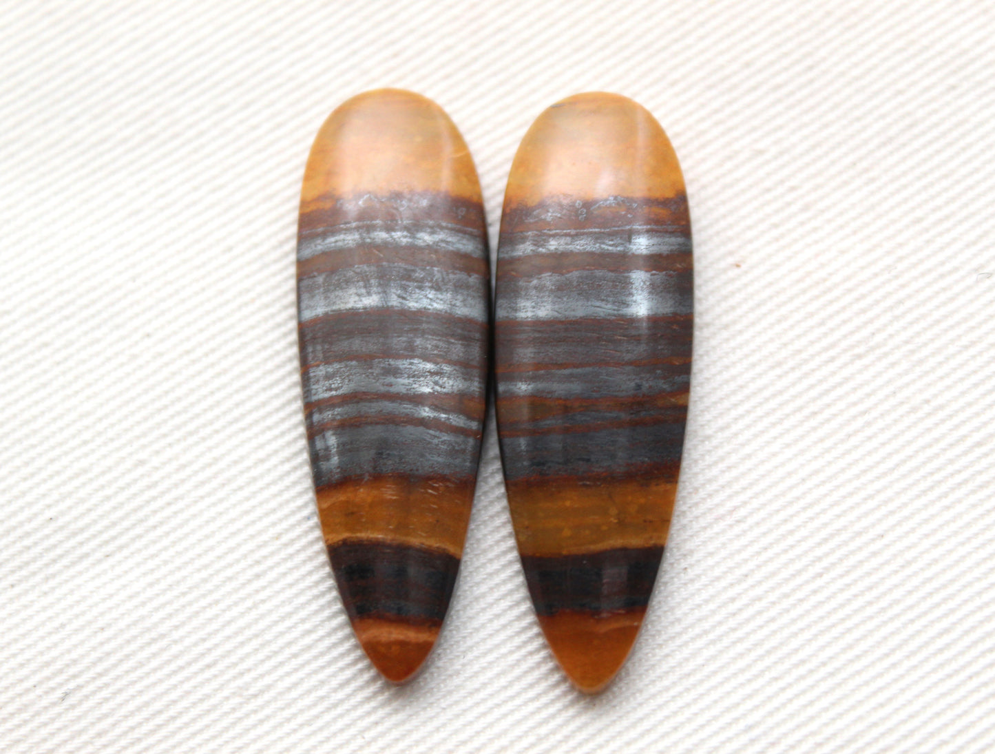 Iron Tiger Eye Pair Cabochon Gemstone Teardrop
