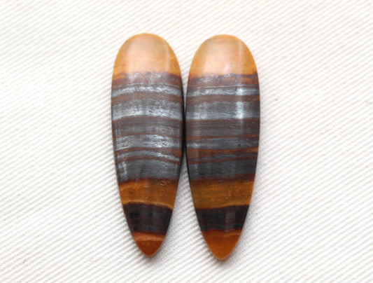 Iron Tiger Eye Pair Cabochon Gemstone Teardrop