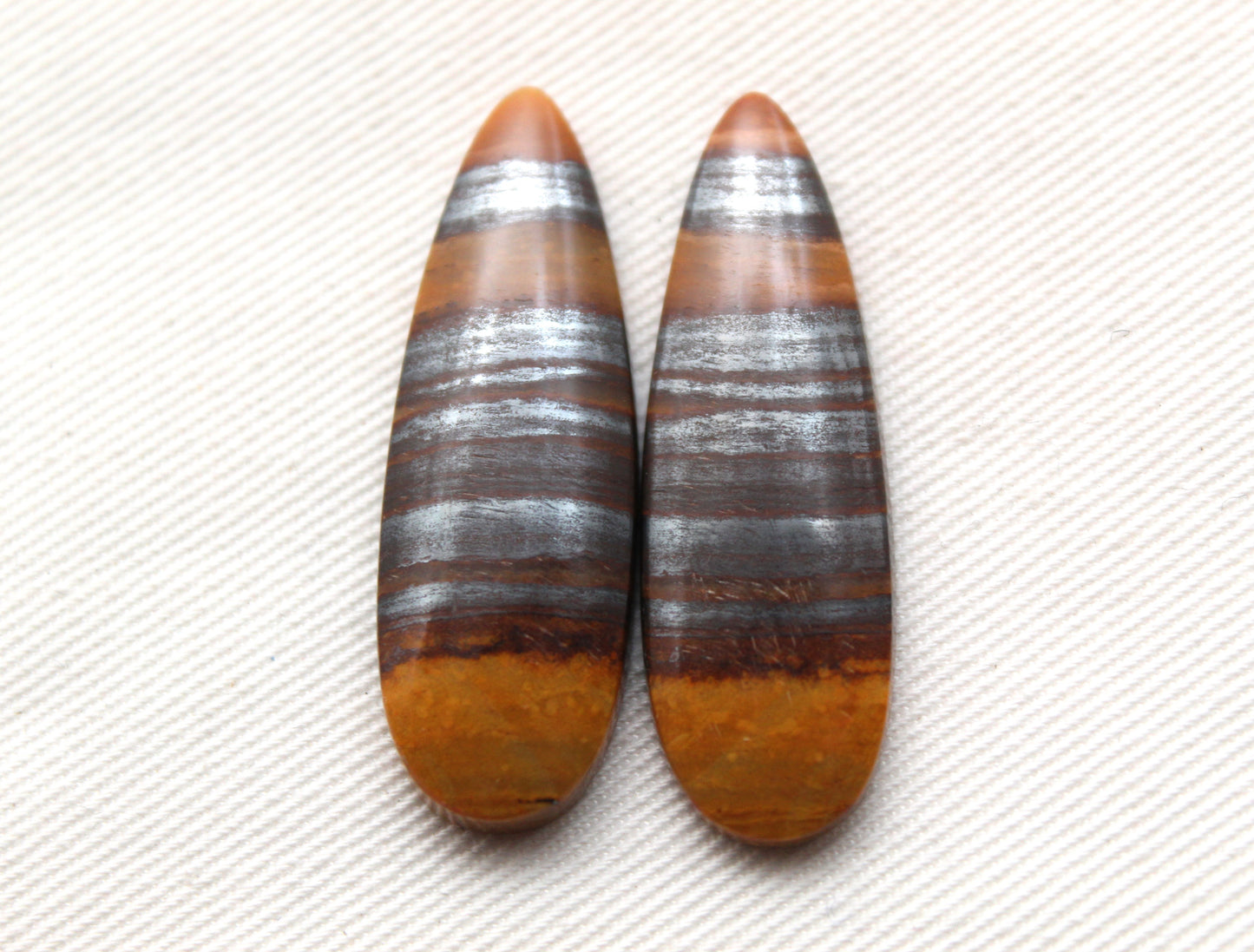 Iron Tiger Eye Pair Cabochon Gemstone Teardrop