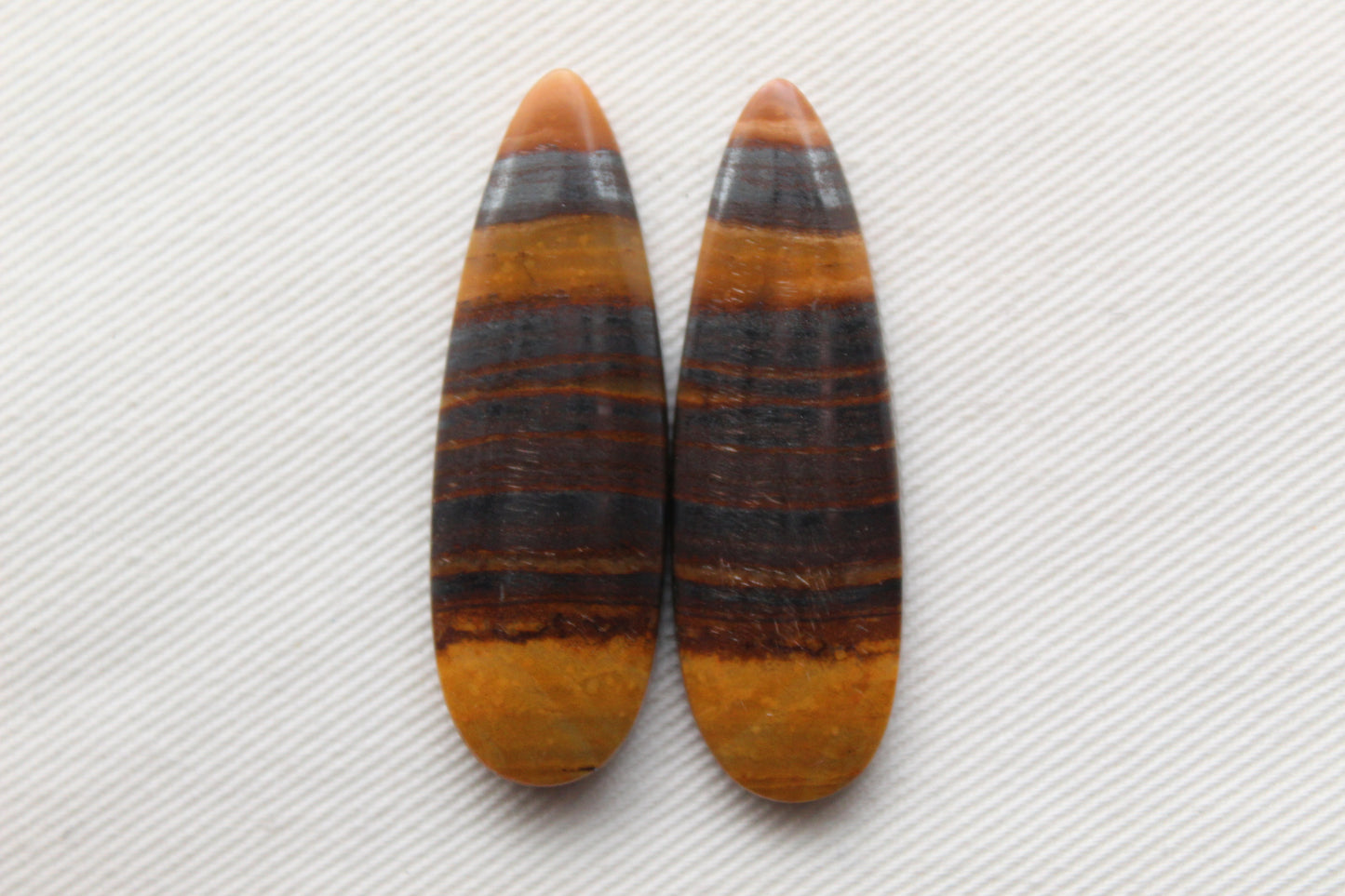 Iron Tiger Eye Pair Cabochon Gemstone Teardrop