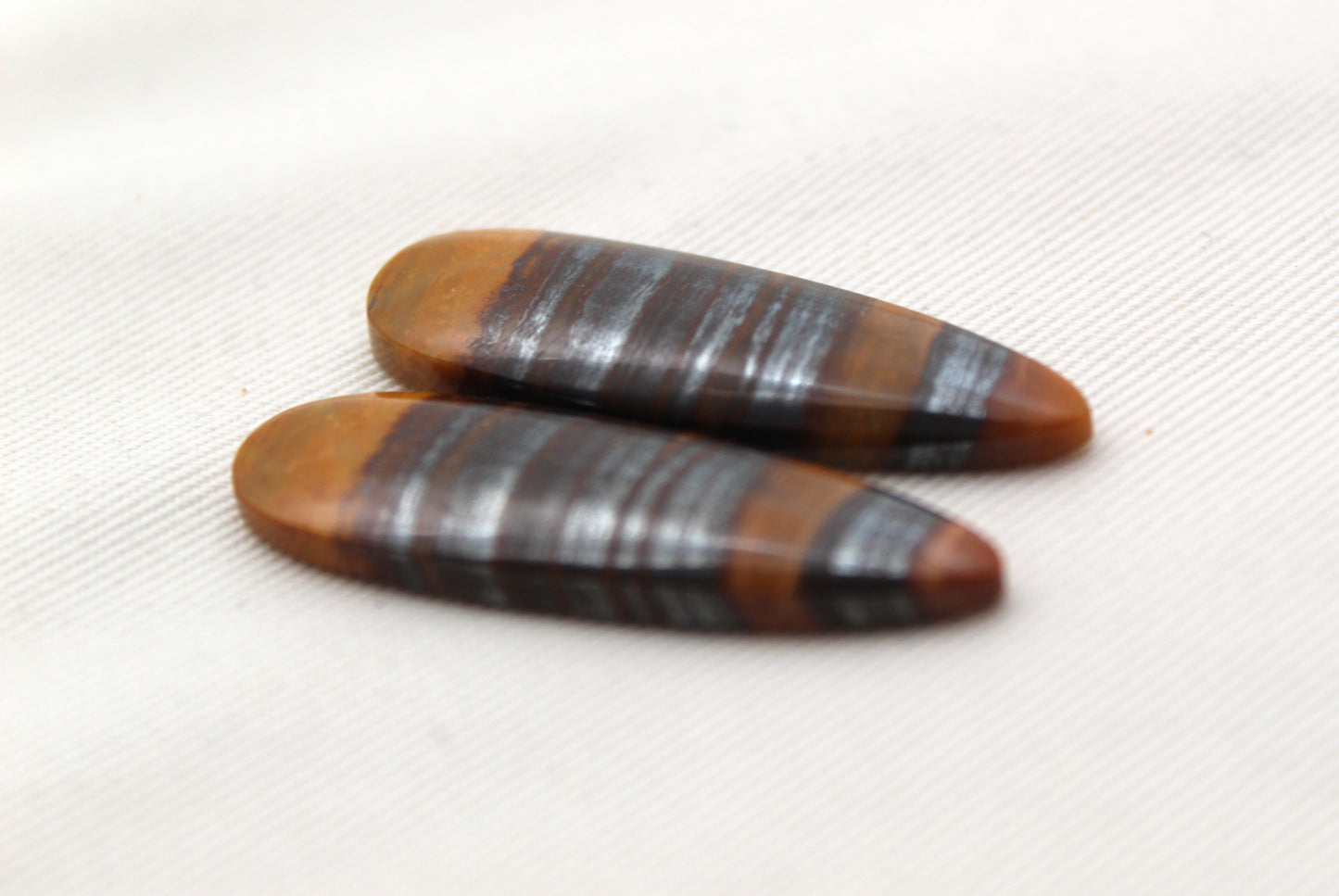 Iron Tiger Eye Pair Cabochon Gemstone Teardrop