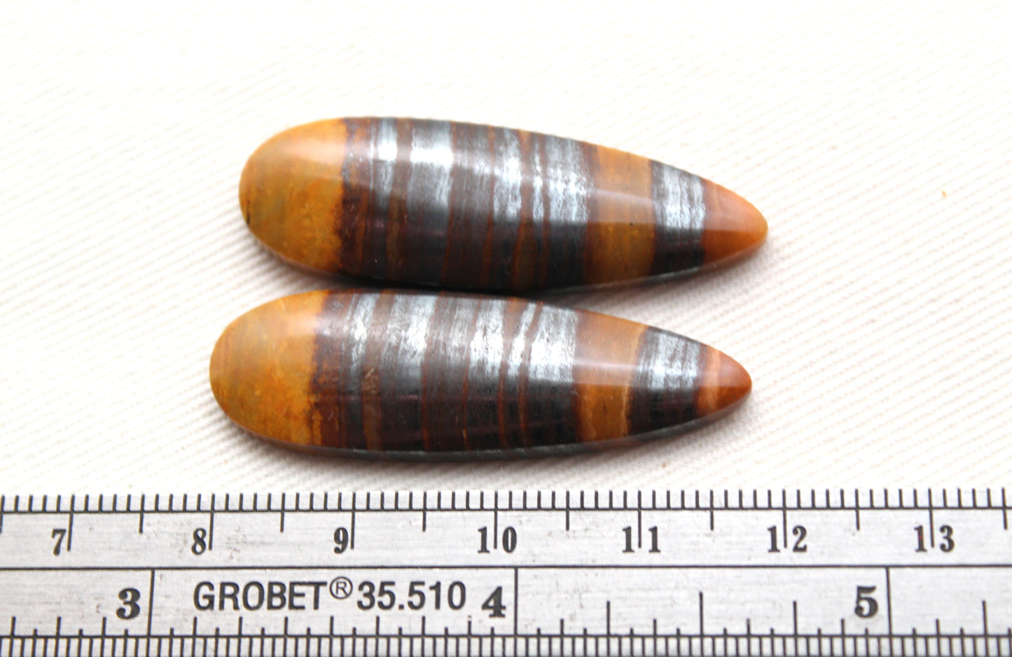 Iron Tiger Eye Pair Cabochon Gemstone Teardrop