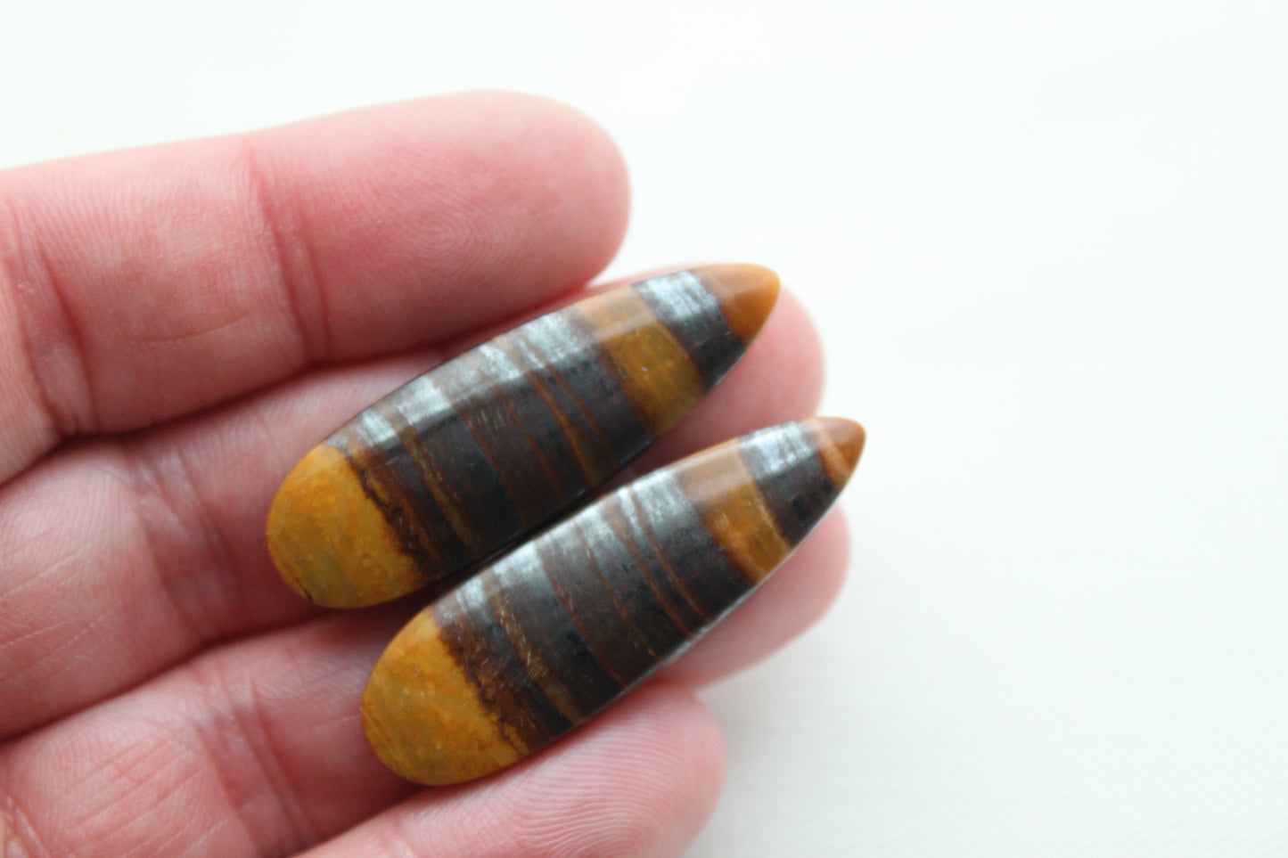 Iron Tiger Eye Pair Cabochon Gemstone Teardrop
