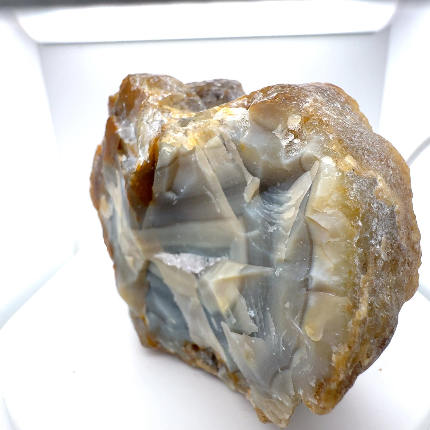 Large Indonesian banded Agate nodule polished blue white