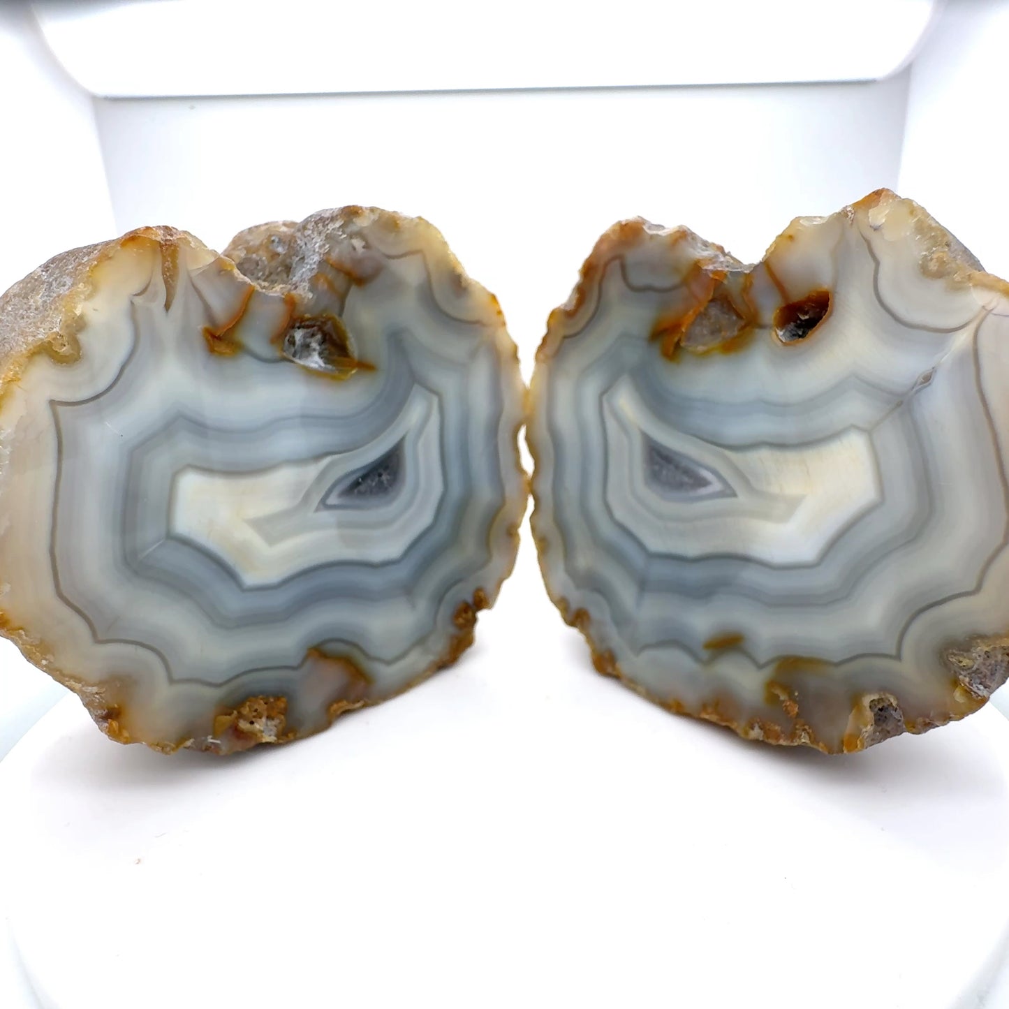 Large Indonesian banded Agate nodule polished blue white
