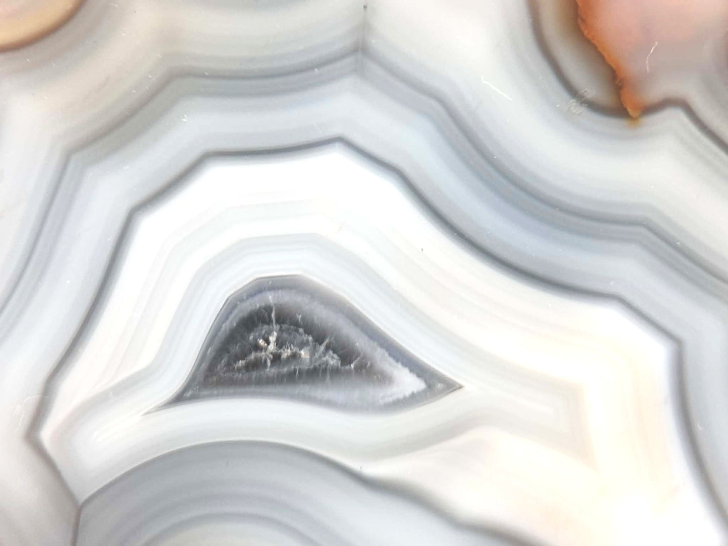 Large Indonesian banded Agate nodule polished blue white
