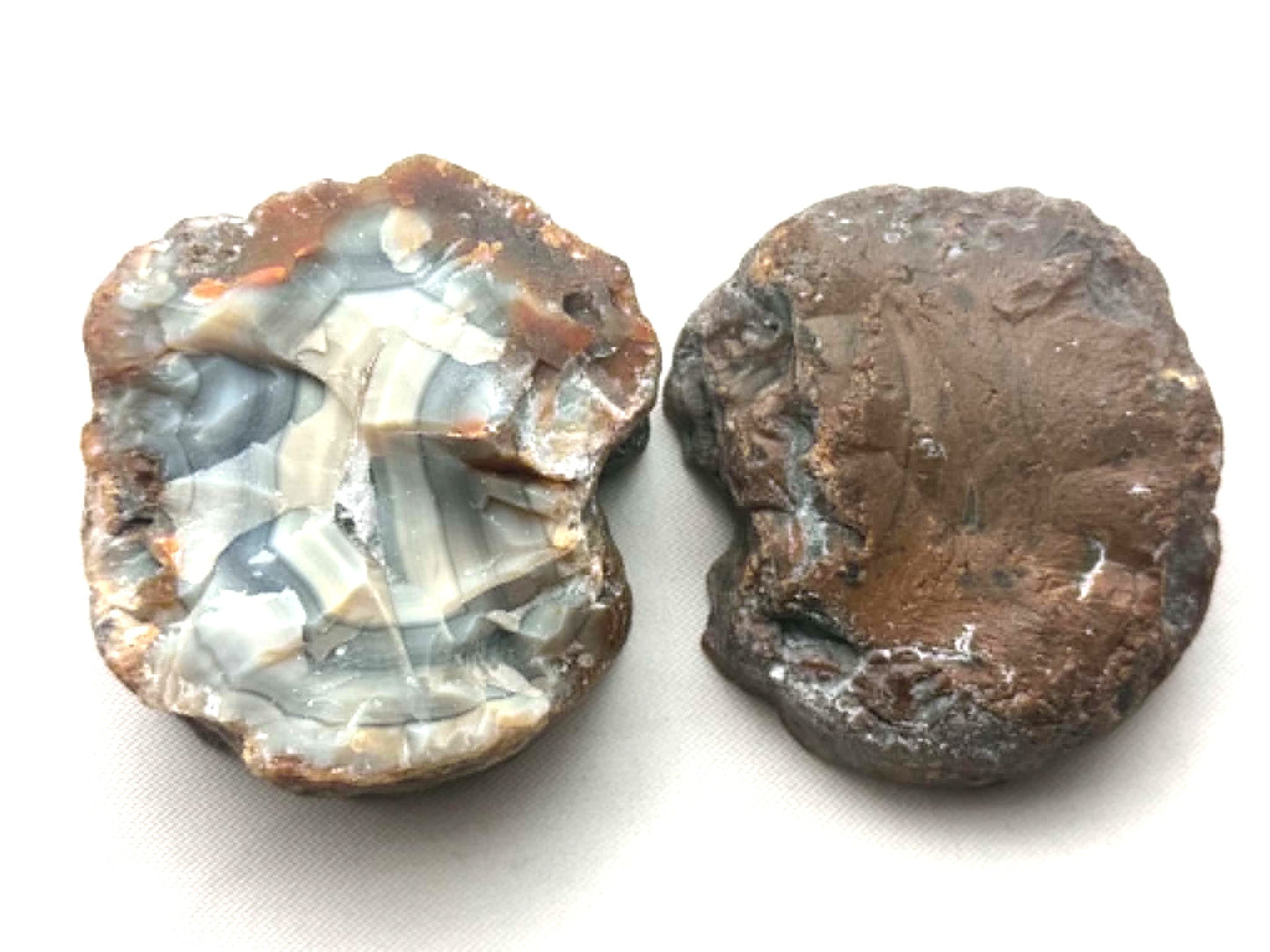 Large Indonesian banded Agate nodule polished blue white