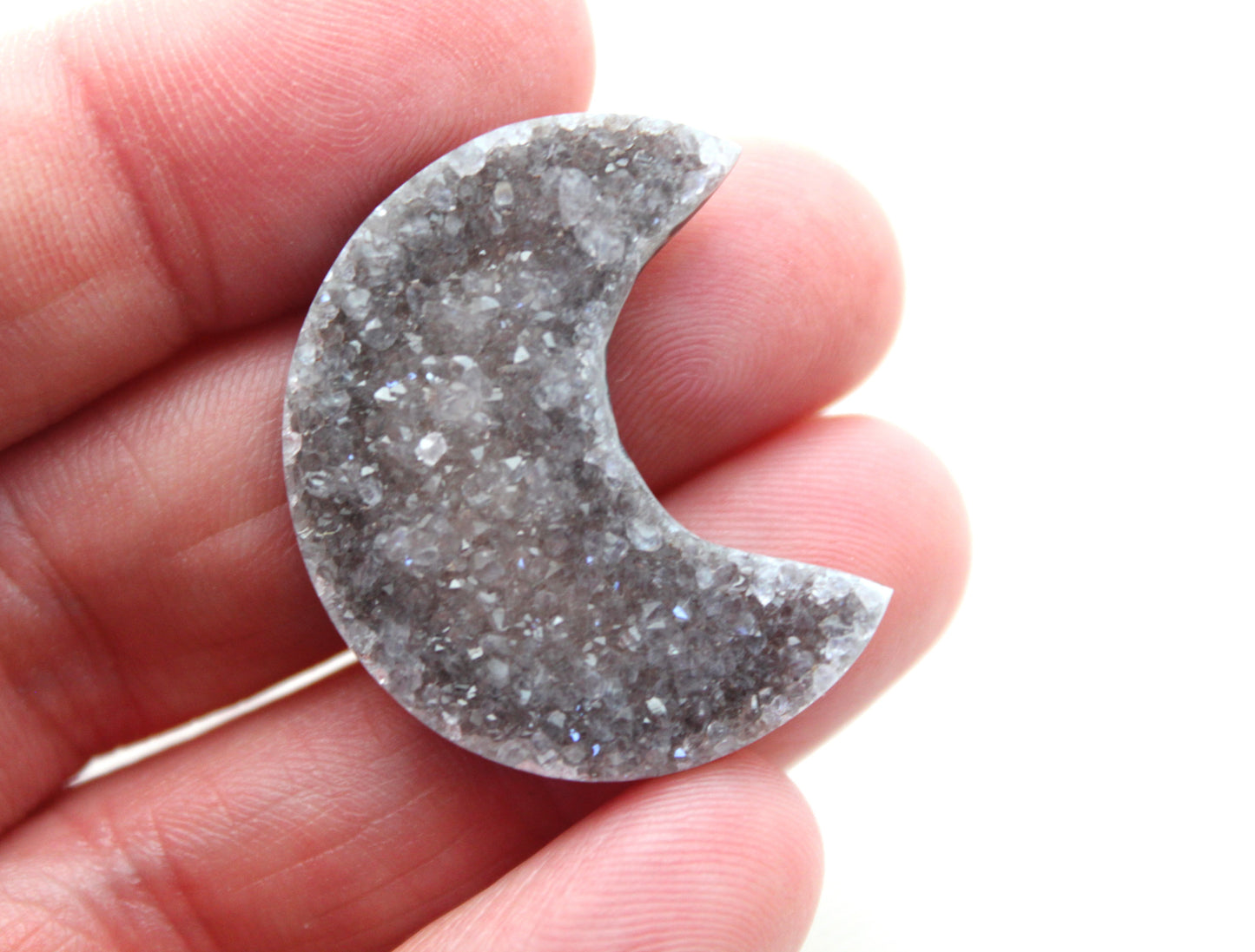 Cabochon Druzy Croissant Noir