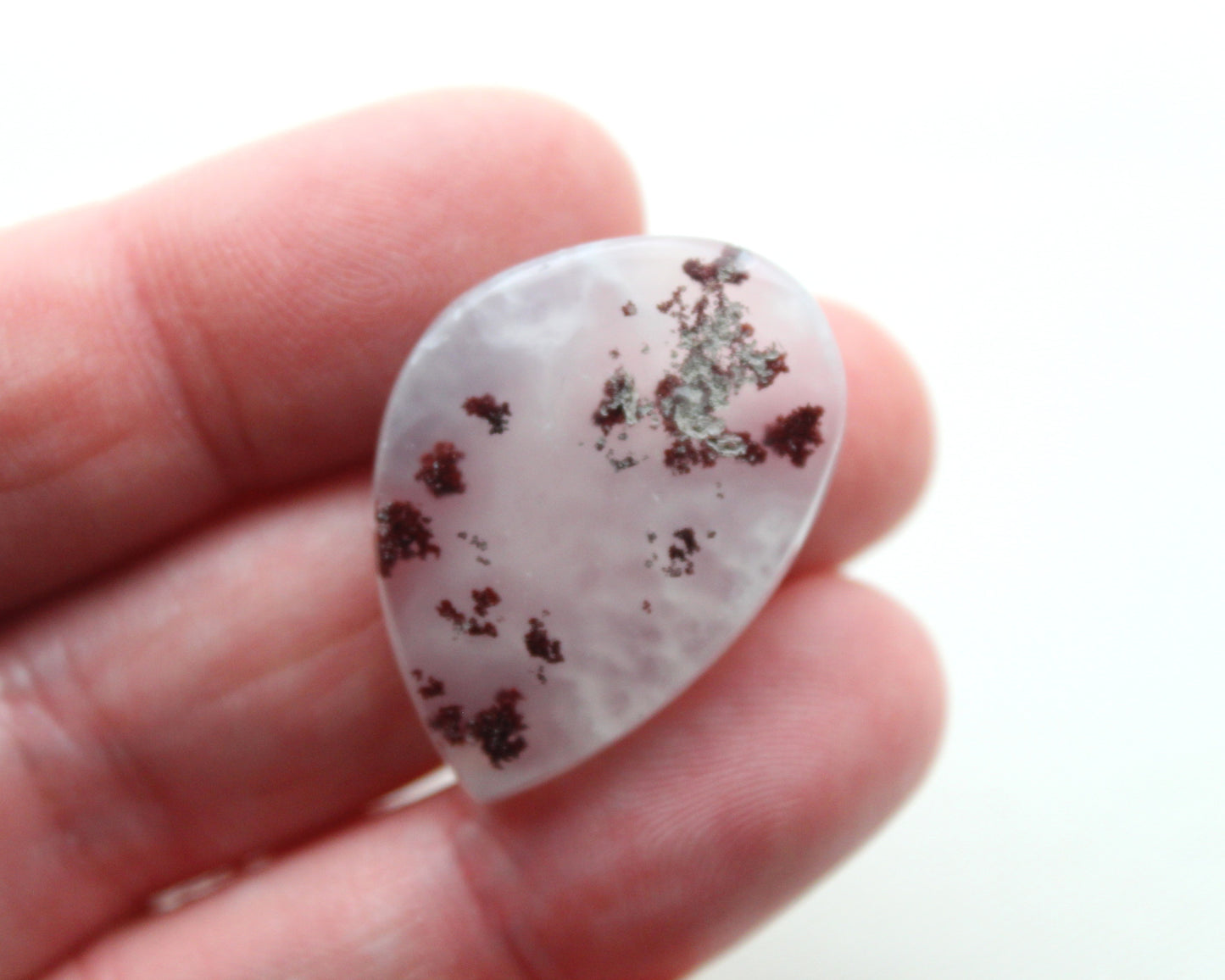 Paire de cabochons en agate mousse gemme naturelle multicolore