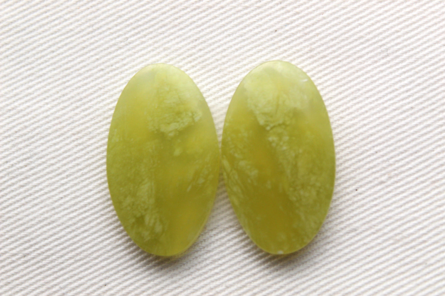 Vesuvianite Cabochon Pair Gemstone light green Oval