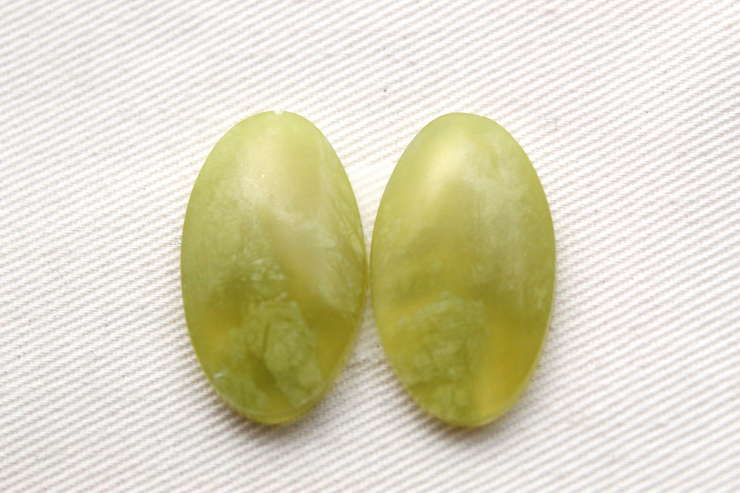 Vesuvianite Cabochon Pair Gemstone light green Oval