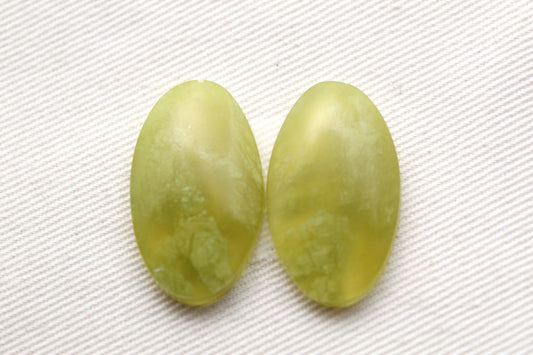 Vesuvianite Cabochon Pair Gemstone light green Oval