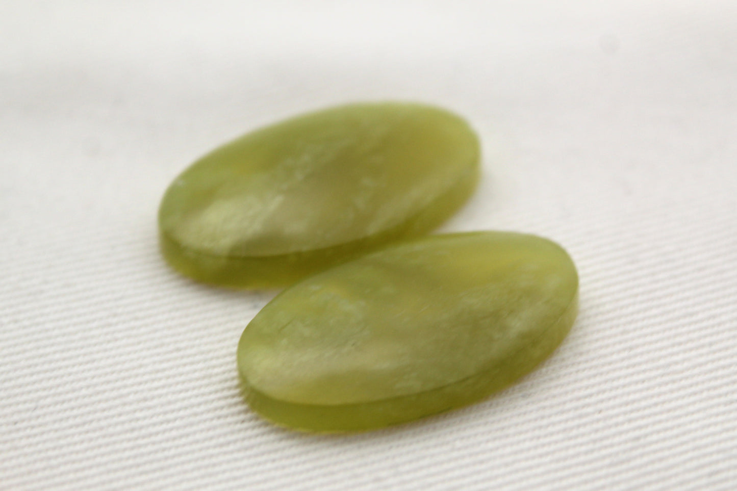 Vesuvianite Cabochon Pair Gemstone light green Oval