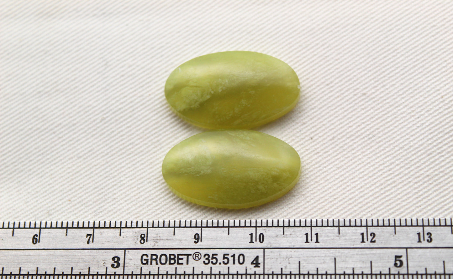 Vesuvianite Cabochon Pair Gemstone light green Oval